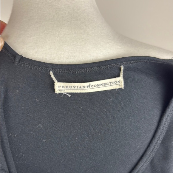 Peruvian Connection Black V-Neck Long Sleeve Top - Picture 3 of 4